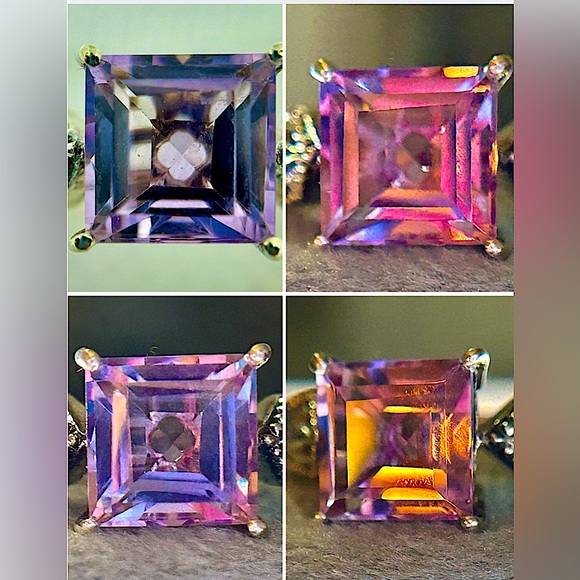 VINTAGE sz6 DESIGNER STS 2.6CTW EMERALD CUT COLOR CHANGING GEMSTONE 925SS ring - Picture 2 of 16